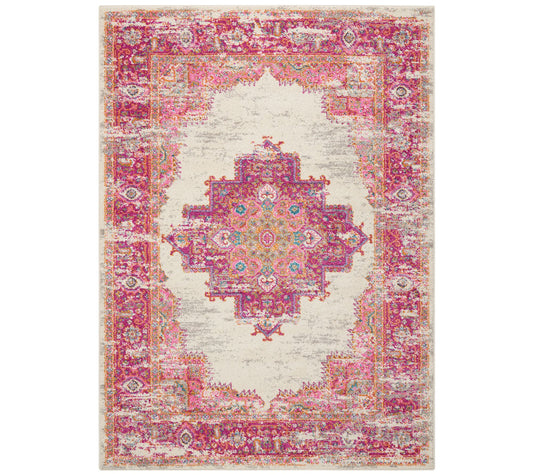 Nourison Passion Ivory/Fuchsia 5'3" x 7'3" AreaRug