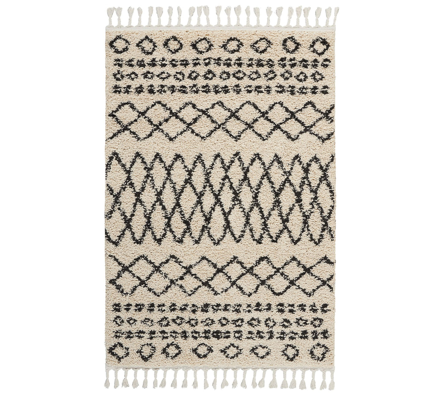 Nourison Moroccan Marrakesh Shag Cream 3'11" x6'7" Area Rug