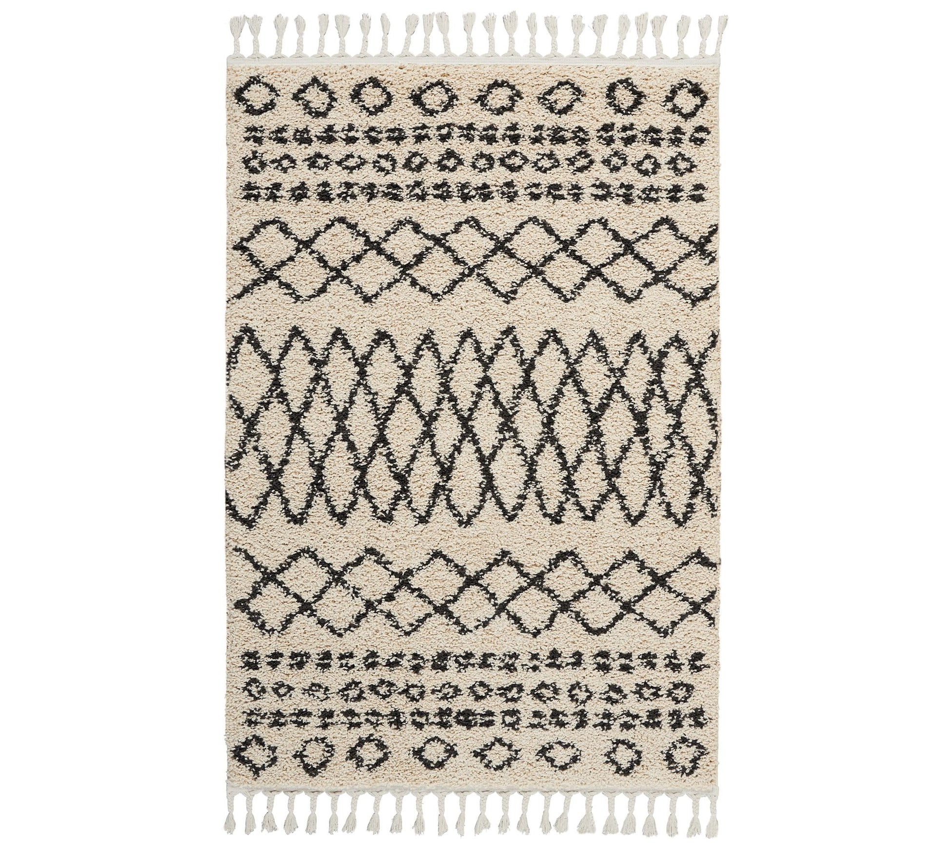 Nourison Moroccan Marrakesh Shag Cream 3'11" x6'7" Area Rug