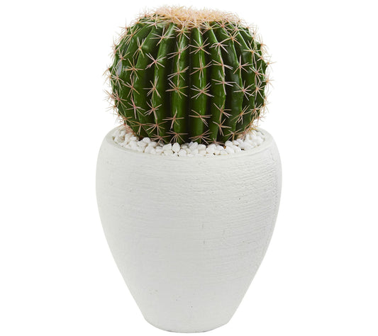 Cactus Artificial Plant in White Planter by Nearly Natural