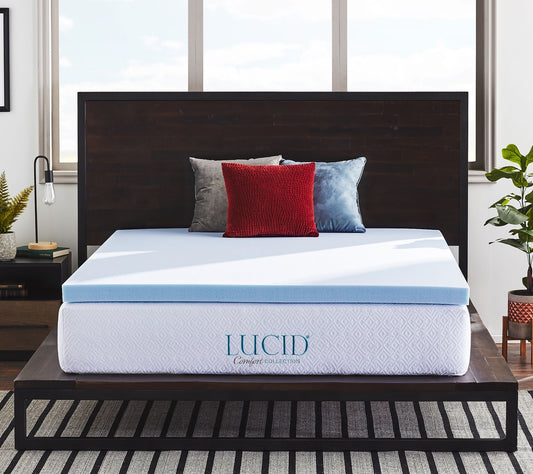 Lucid Comfort Collection 3" Gel Memory Foam Topper - Queen