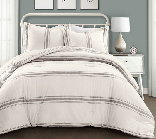 Farmhouse Stripe 3-Piece King Comforter Set byLush Decor