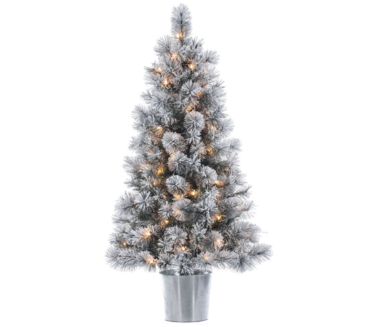 4.5' Flocked Pre-Lit Mixed Needle Boise Pine