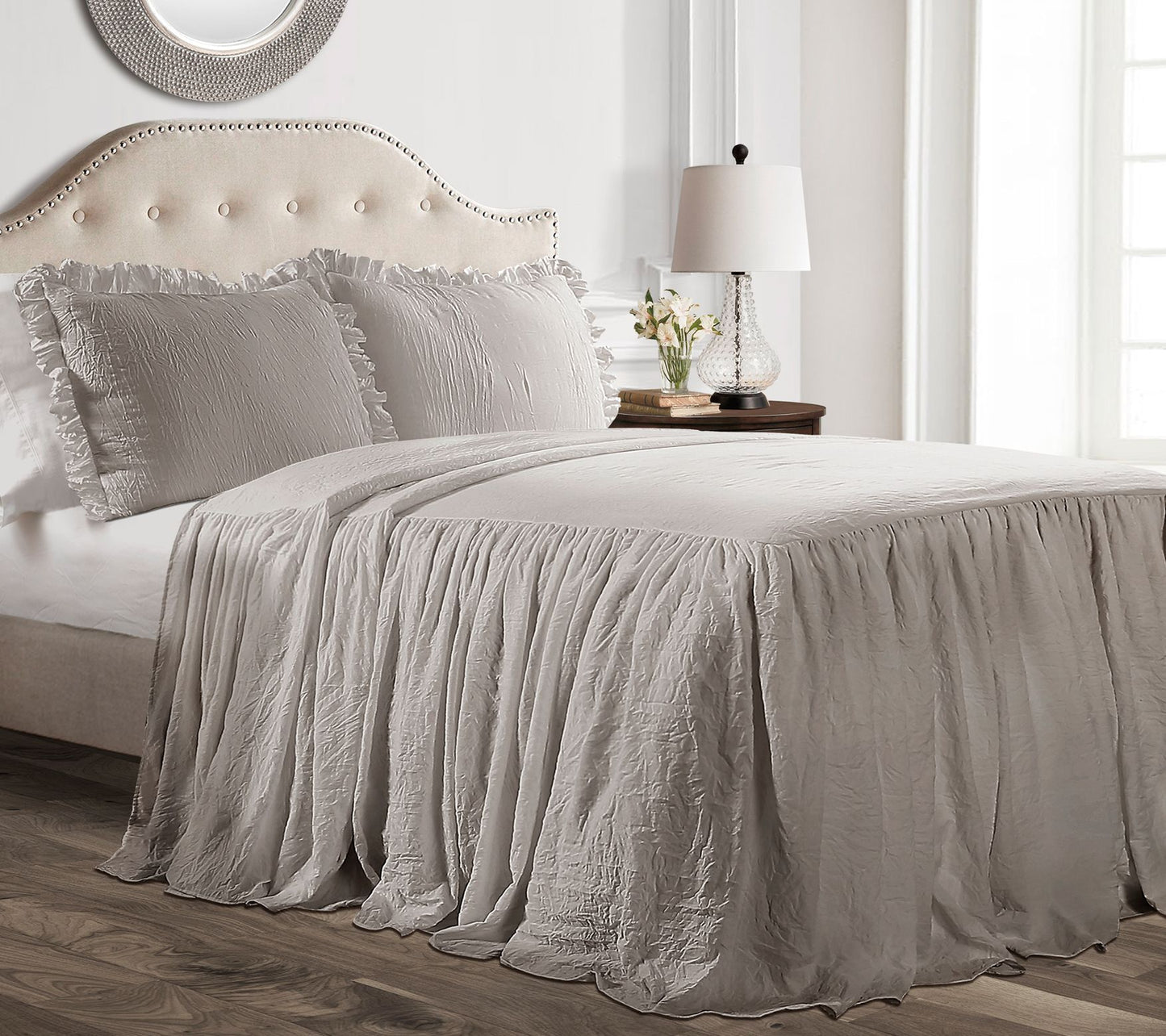 Ruffle Skirt Bedspread 3Pc Set Cal King by LushDecor