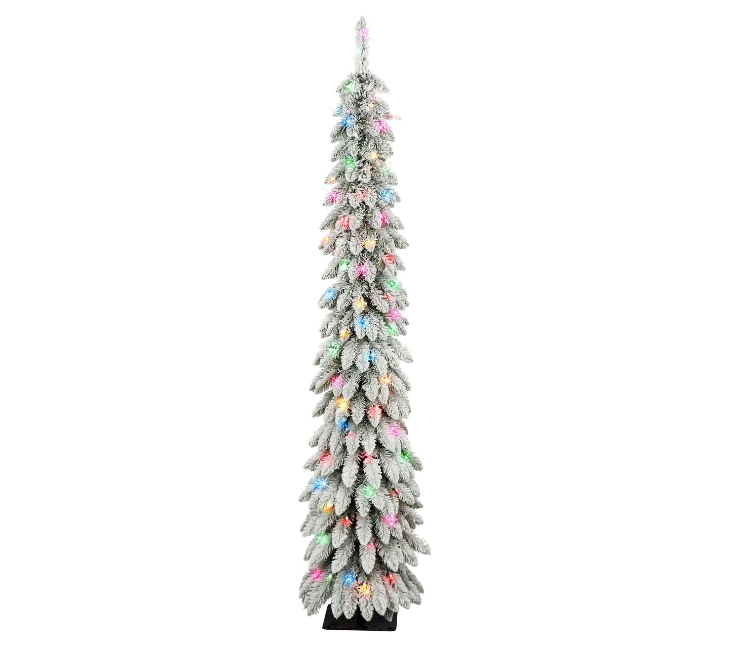 Puleo 6 ft Pre- lit Flocked Alp ine Pencil Tree , 261 tips