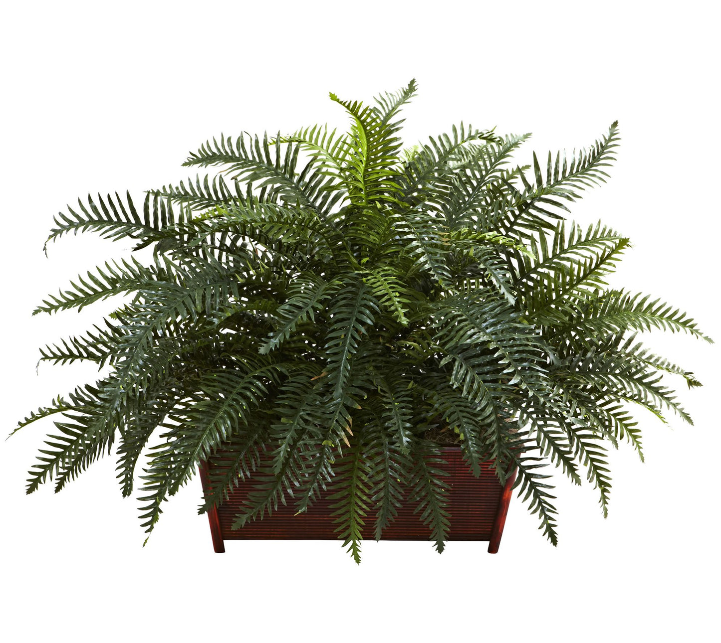 River Fern w/Wood Planter by Nearly Natural