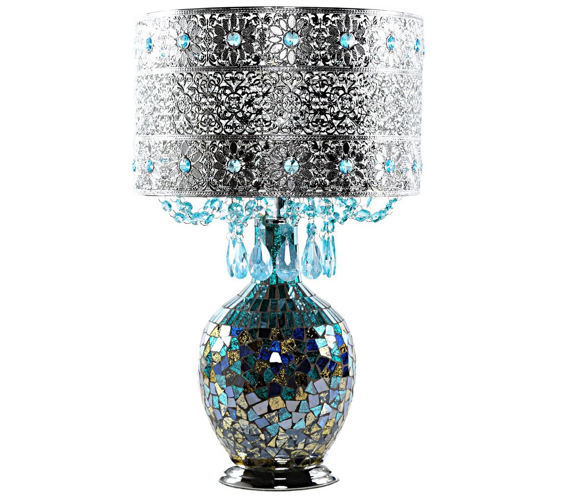 River of Goods Metal & Mosaic Table Lamp With Cystals