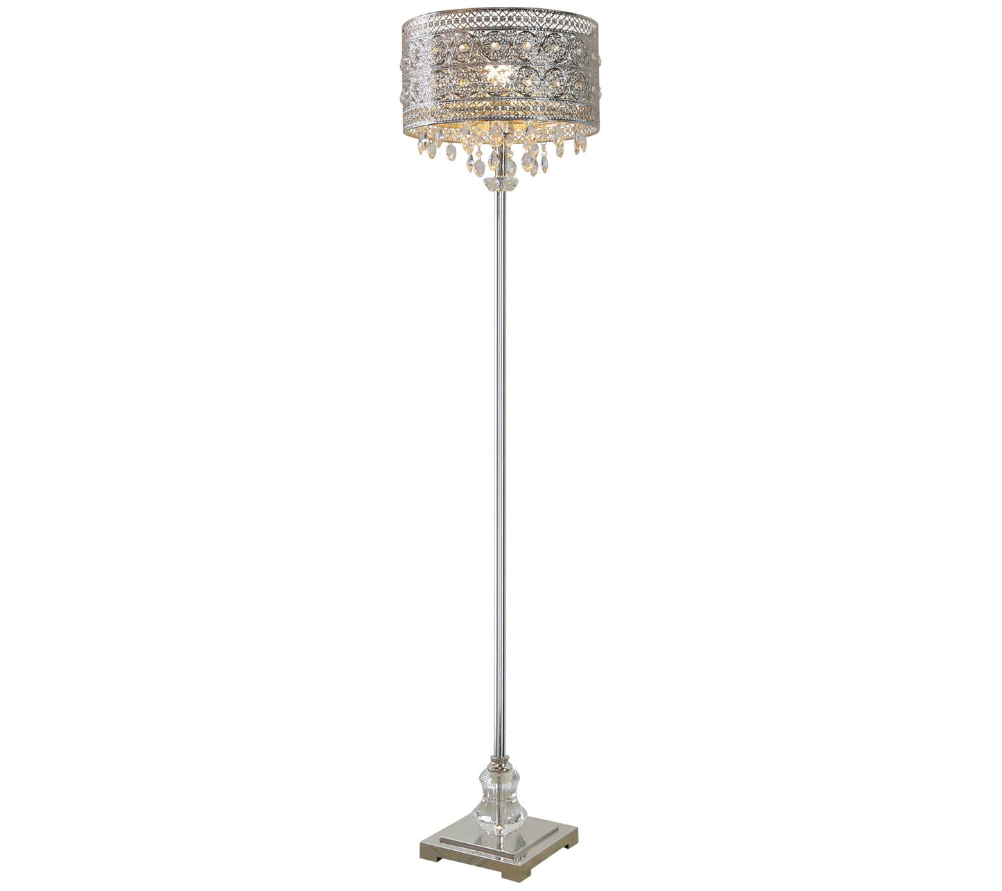 River of Goods 60.5"H Polished Nickel and Crystal Floor Lamp