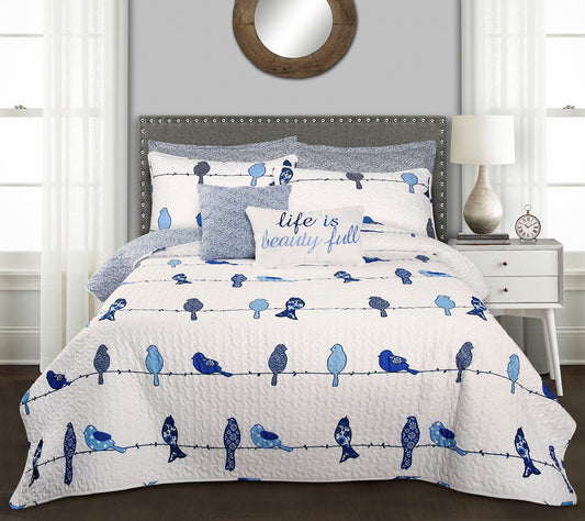 Rowley Birds 7-Piece Full/Queen Quilt Set by Lush Decor