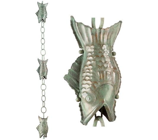 Antiqued Copper 8.5' Fish Rain Chain by Good Directions