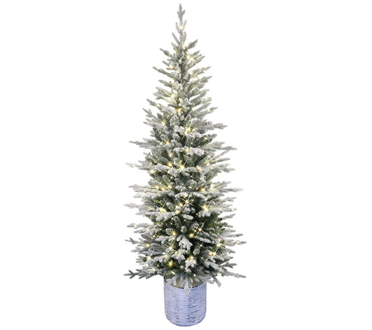 Puleo International 6' PreLit Potted Flocked Scandinavian Tre