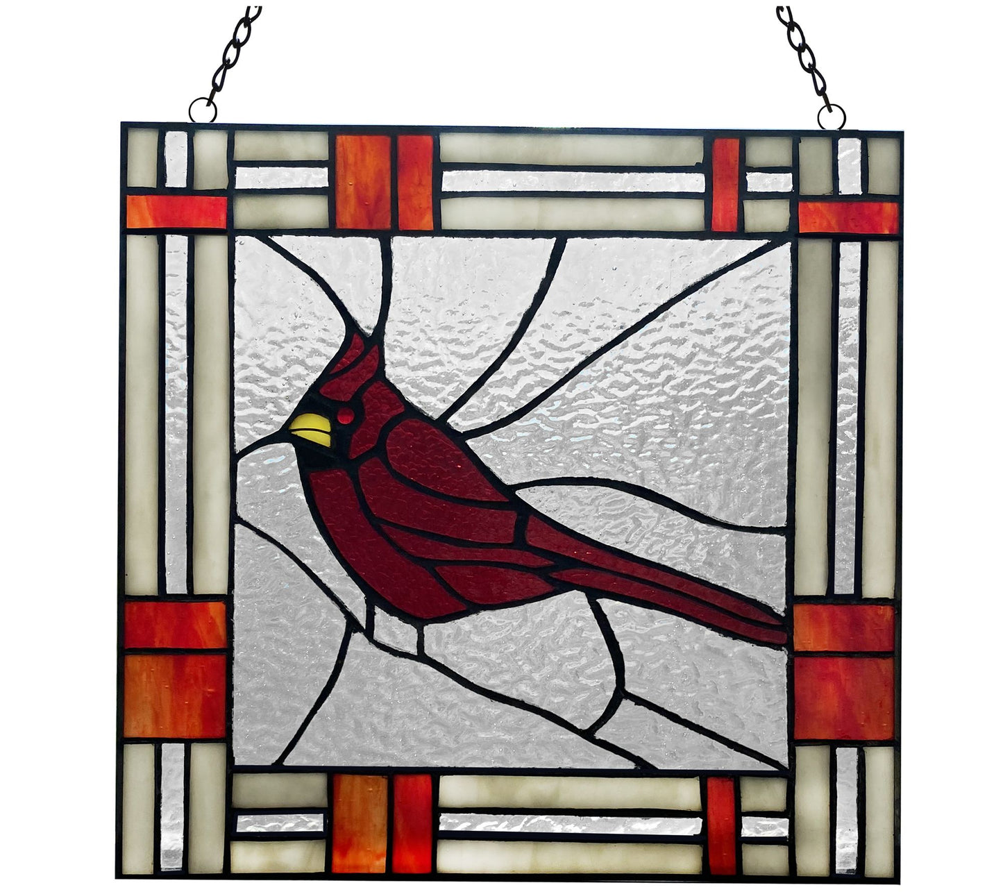River of Goods 11"H Red Cardinal Stained Glassindow Panel
