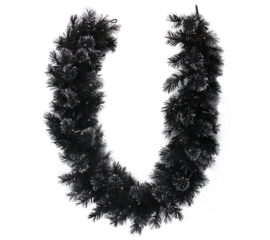 Northlight 9'L Prelit Battery-Operated Black Faux Garland