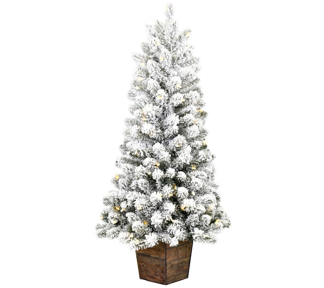 Vickerman 4'x22" Flock Gifford Potted DuraLt 100WW