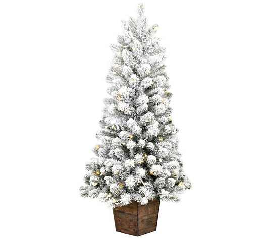 Vickerman 4'x22" Flock Gifford Potted DuraLt 100WW