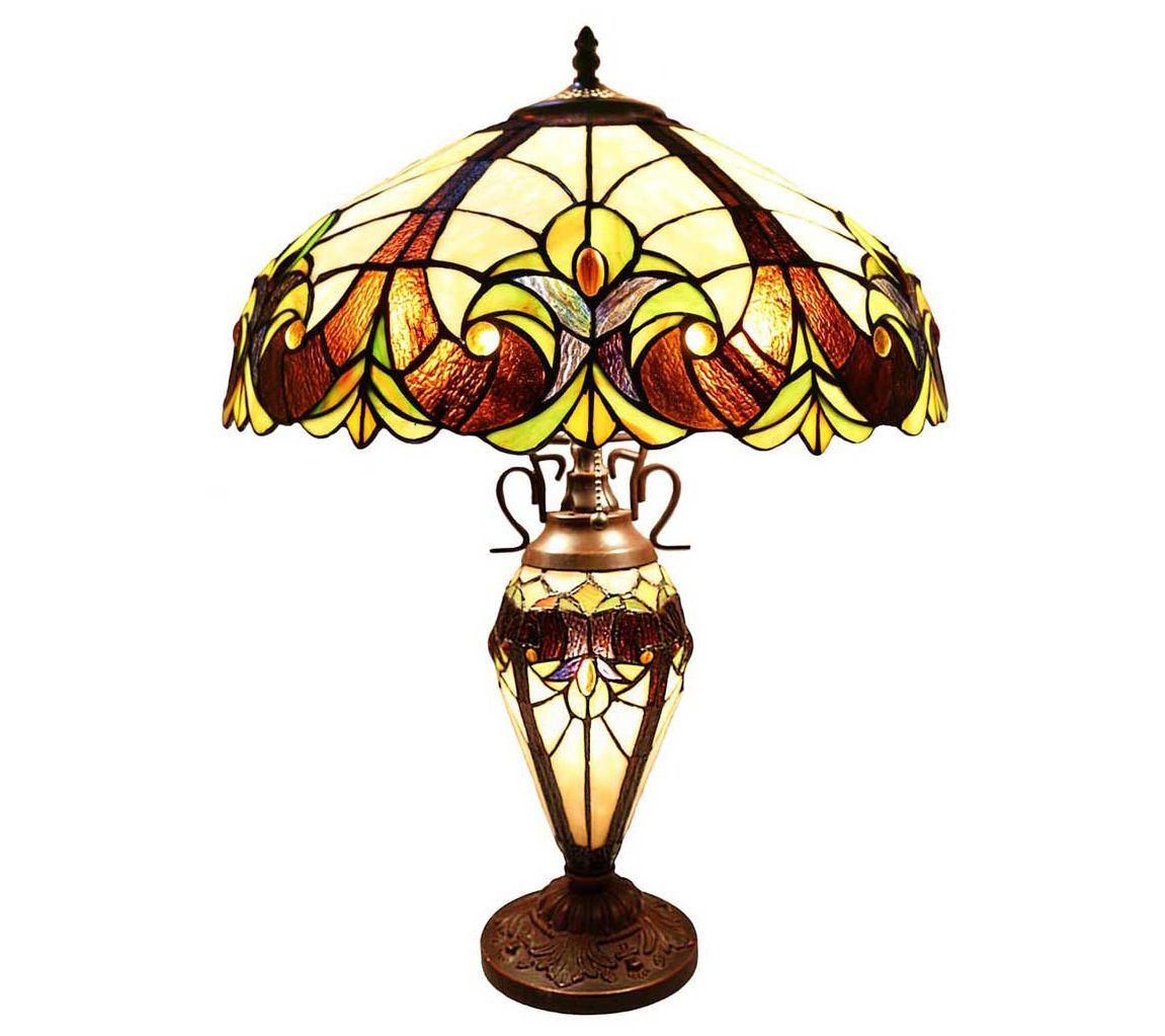 River of Goods 24.5"H Stained Glass Double Litable Lamp