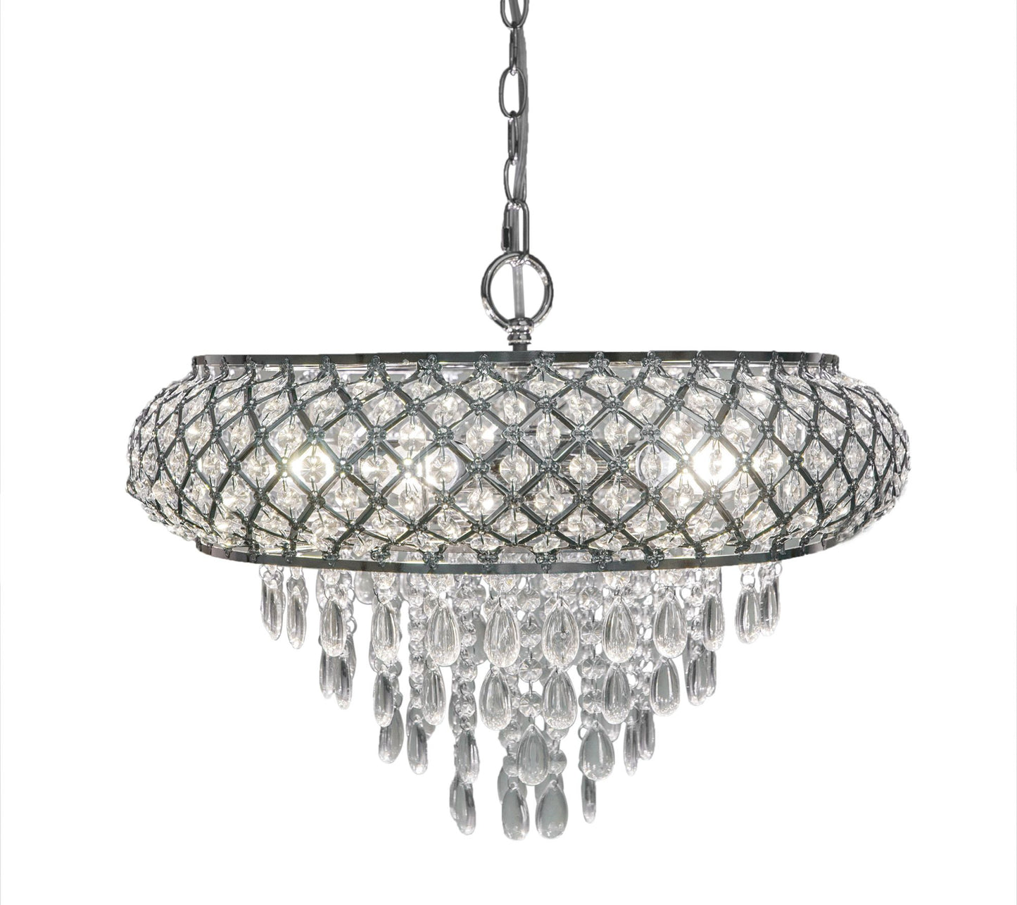 River of Goods 14.25"H Crystal Glass + Chrome Candelier