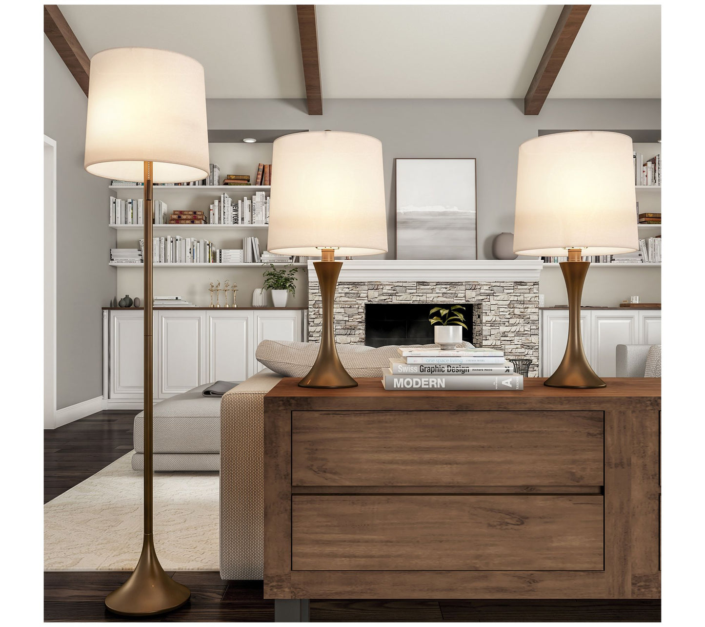 Modern Flared Trumpet Lamps - Set of 3 by Hastings Home