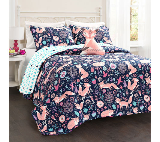 Pixie Fox 4Pc Full/Queen Quilt Set by Lush Decor