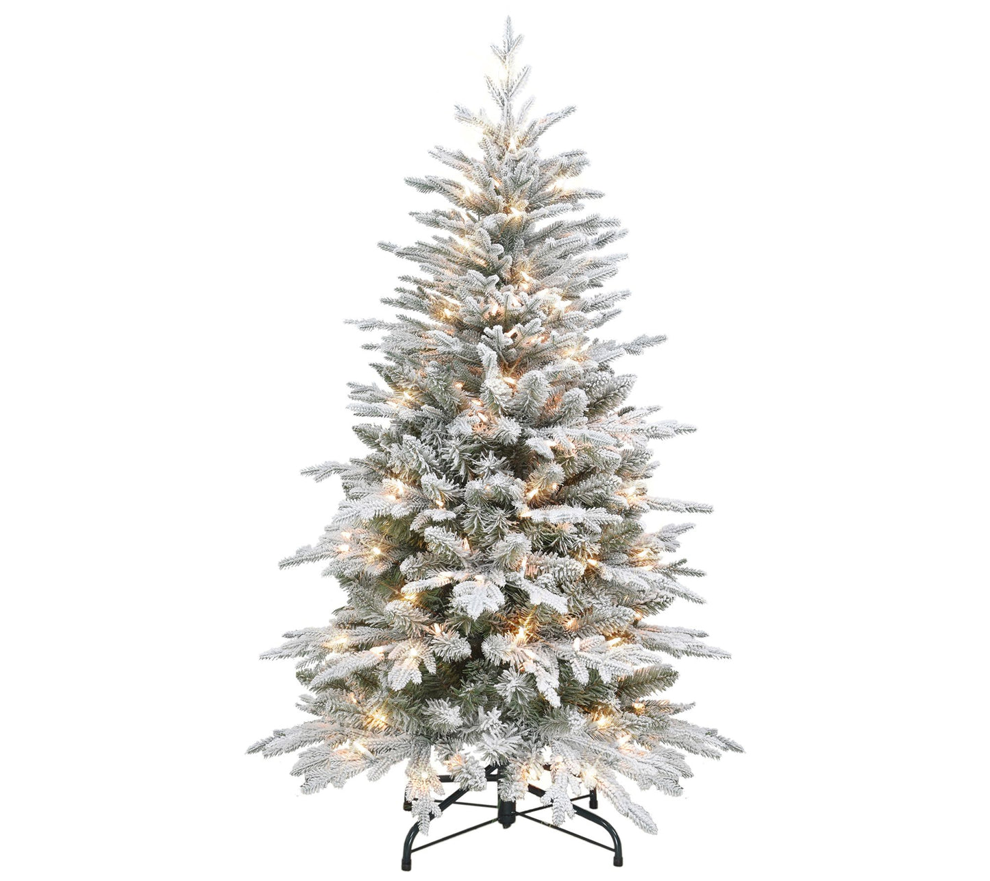 Puleo 4.5 ft Pre-lit Flocked Slim Northern Fir Tree, 1009 Tip