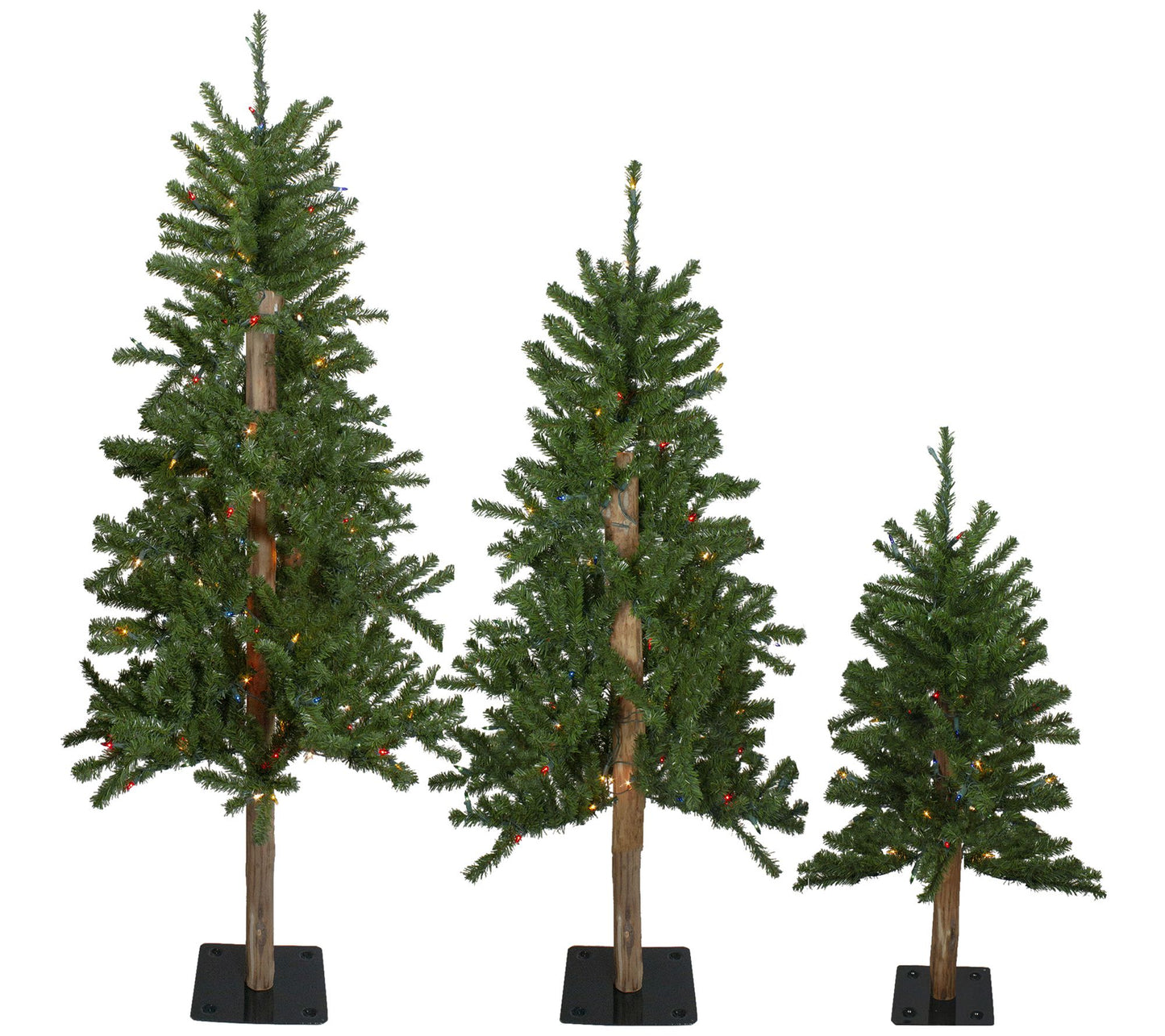 Northlight Set of 3 Prelit Slim Alpine Christmas Trees