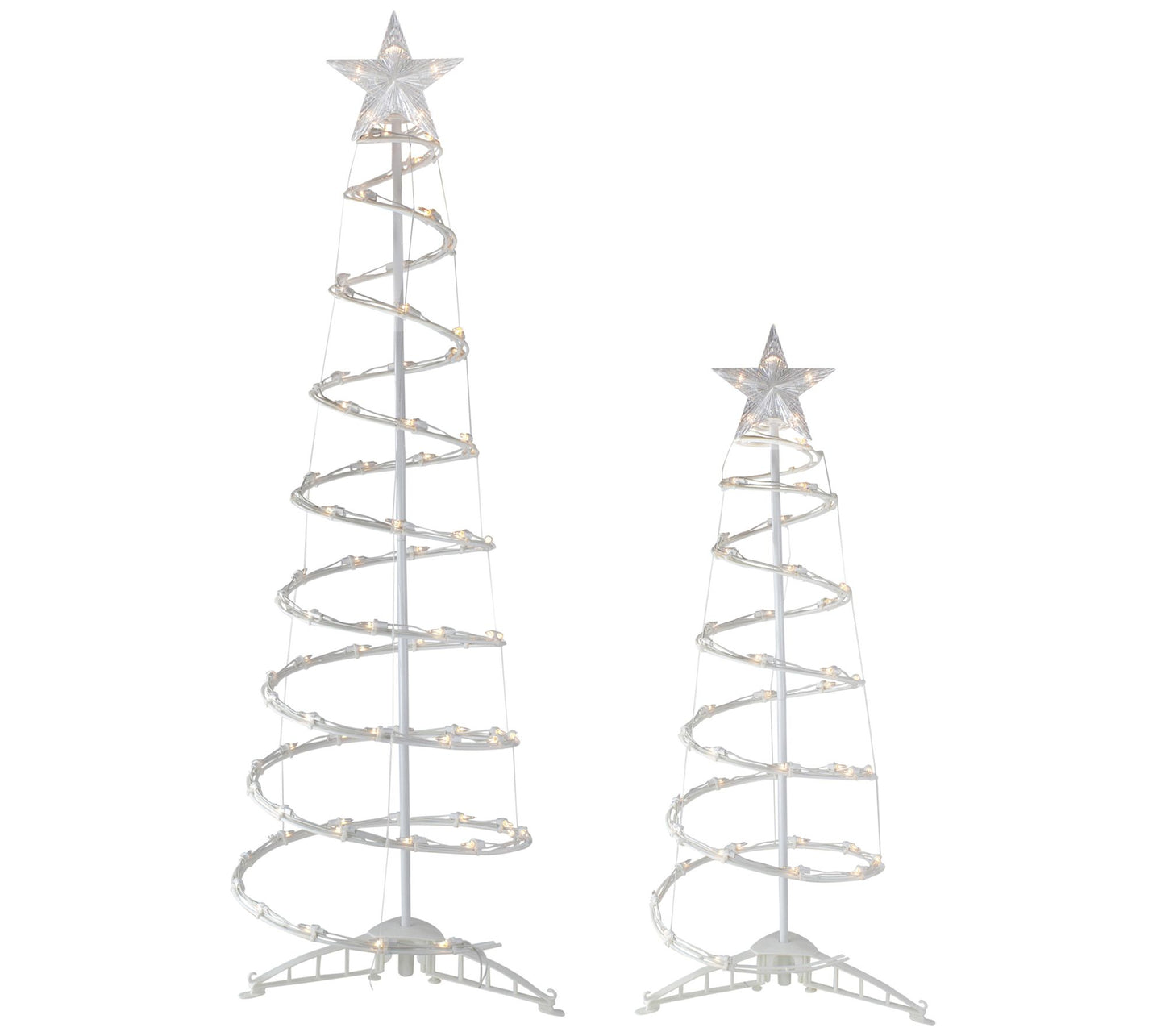 Northlight S/2 Lighted Clear Outdoor Spiral Cone Trees 4'  6'
