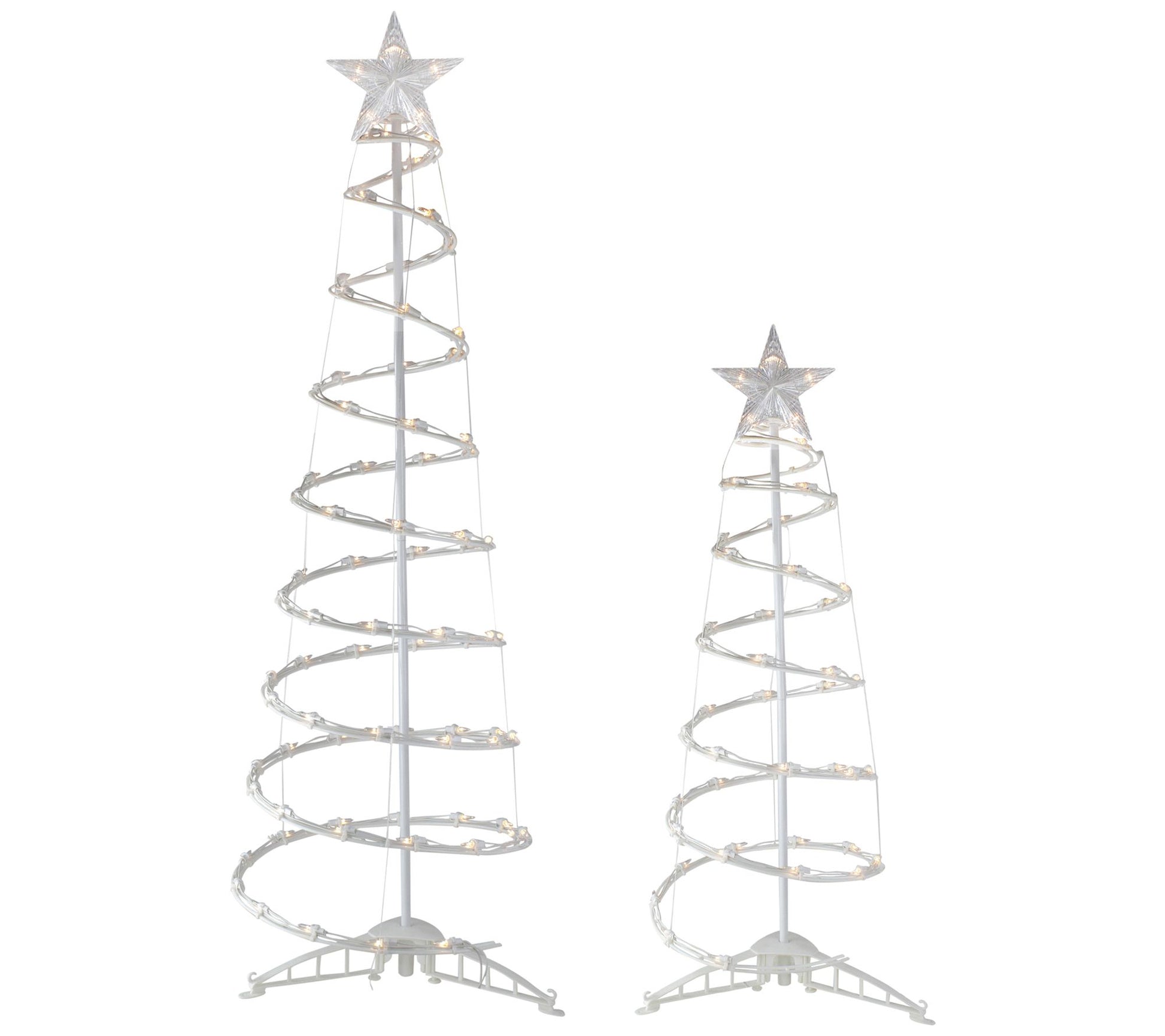 Northlight S/2 Lighted Clear Outdoor Spiral Cone Trees 4'  6'