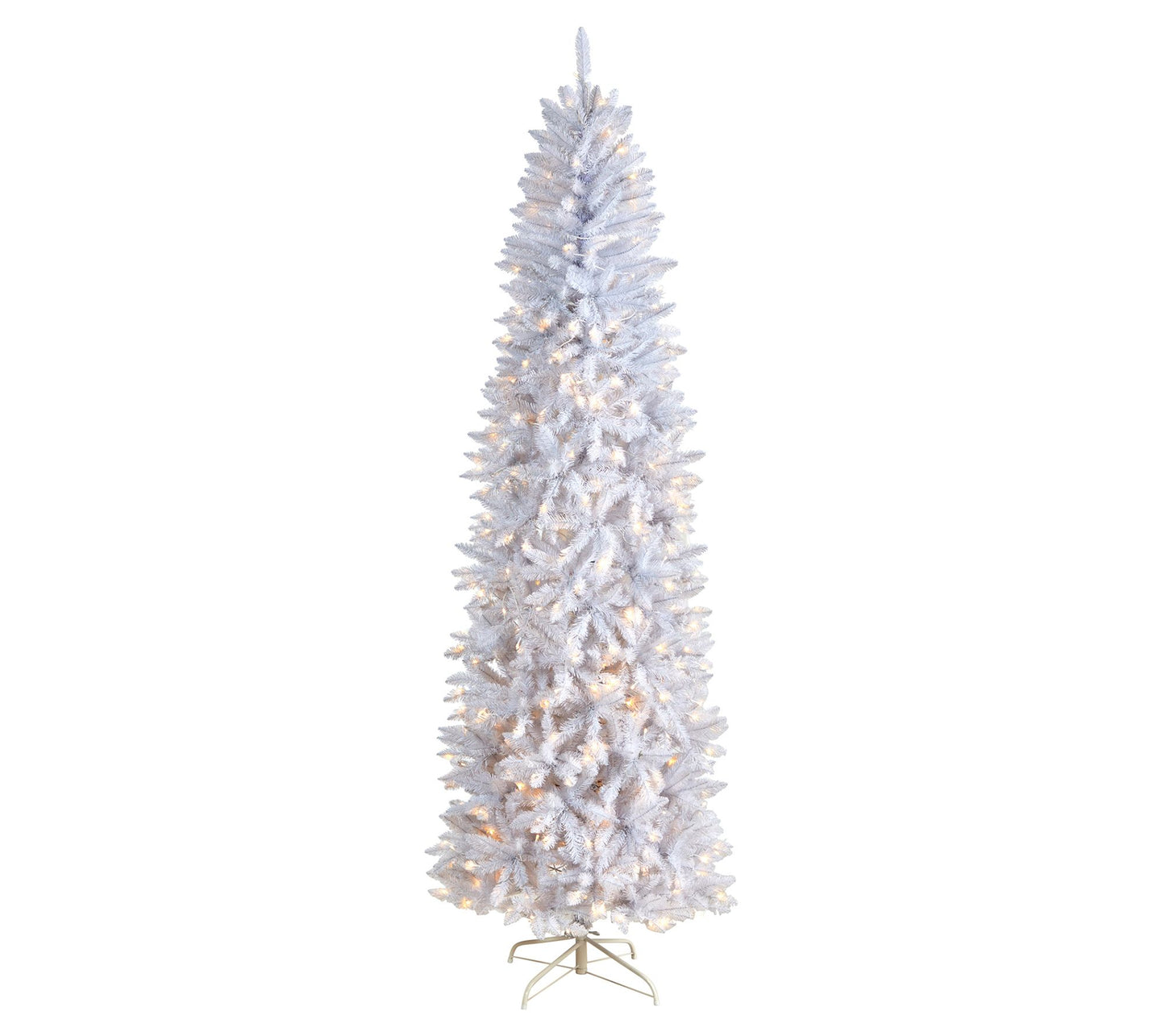 Nearly Natural 8'H Slim White Christmas Tree with 400 Lights