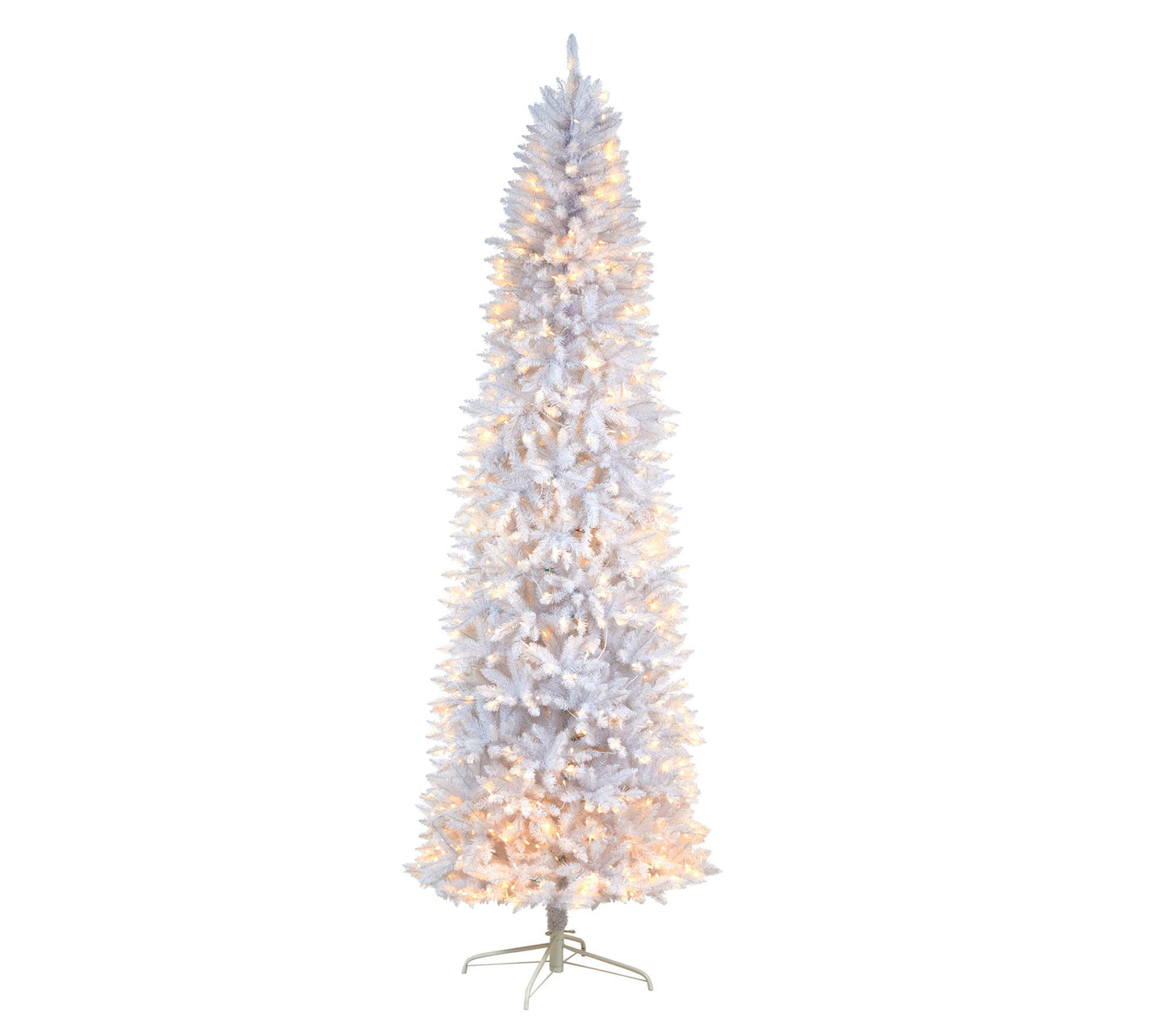 Nearly Natural 9'H Slim White Christmas Tree with 600 Lights