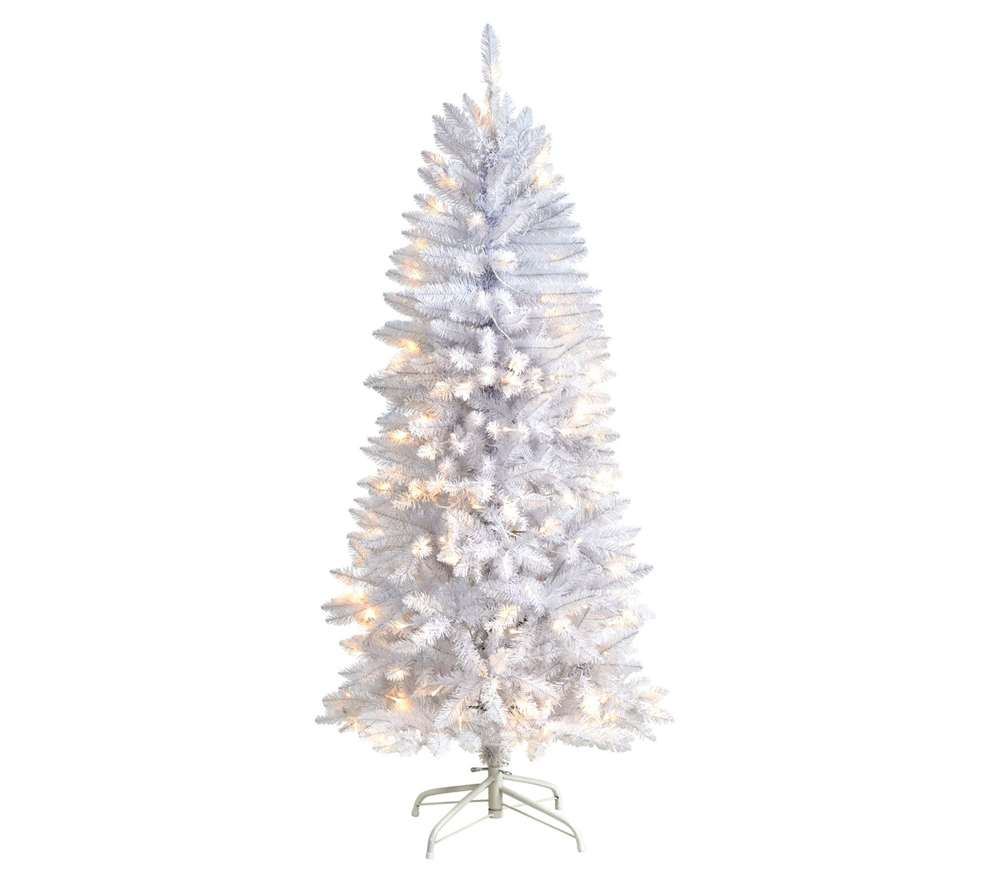 Nearly Natural 5'H Slim White Tree with 150 Lights