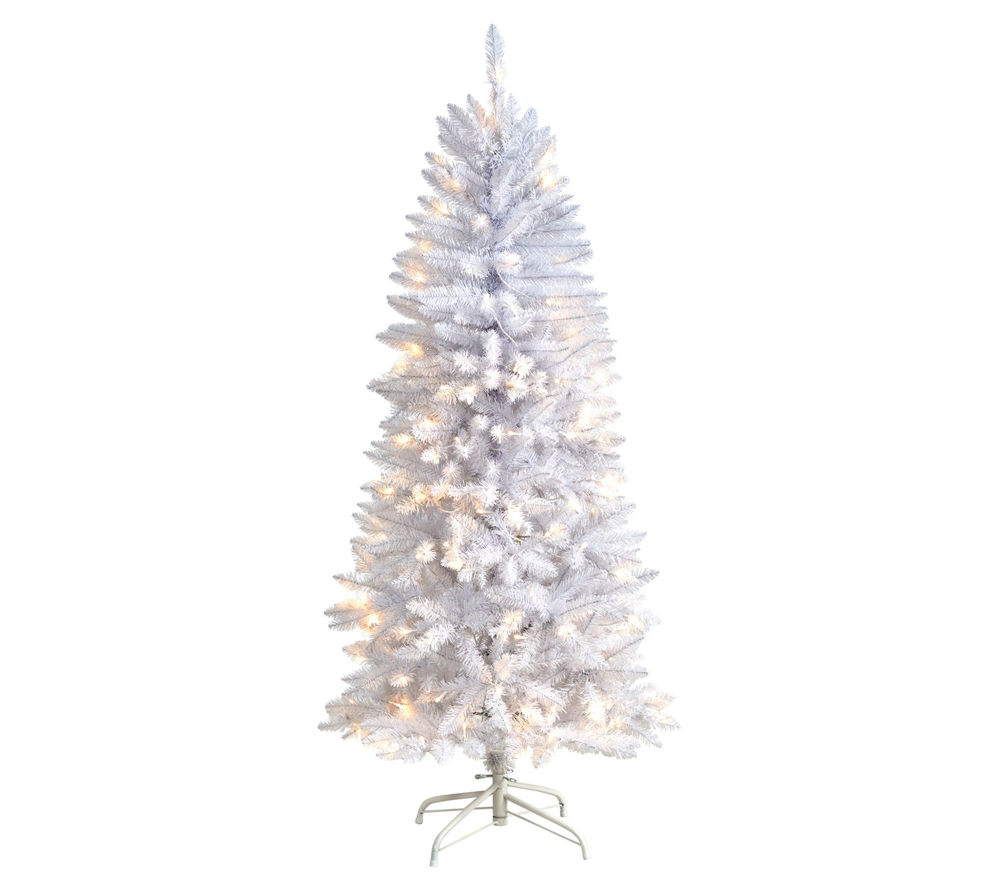 Nearly Natural 5'H Slim White Tree with 150 Lights