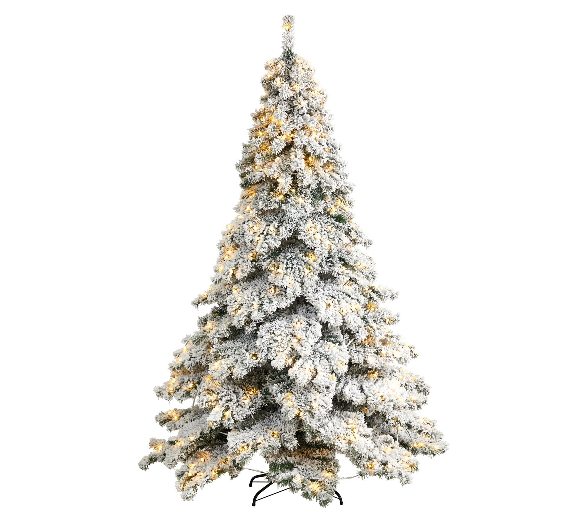 Nearly Natural 7' Flocked Austria Fir Tree w/400 Lights