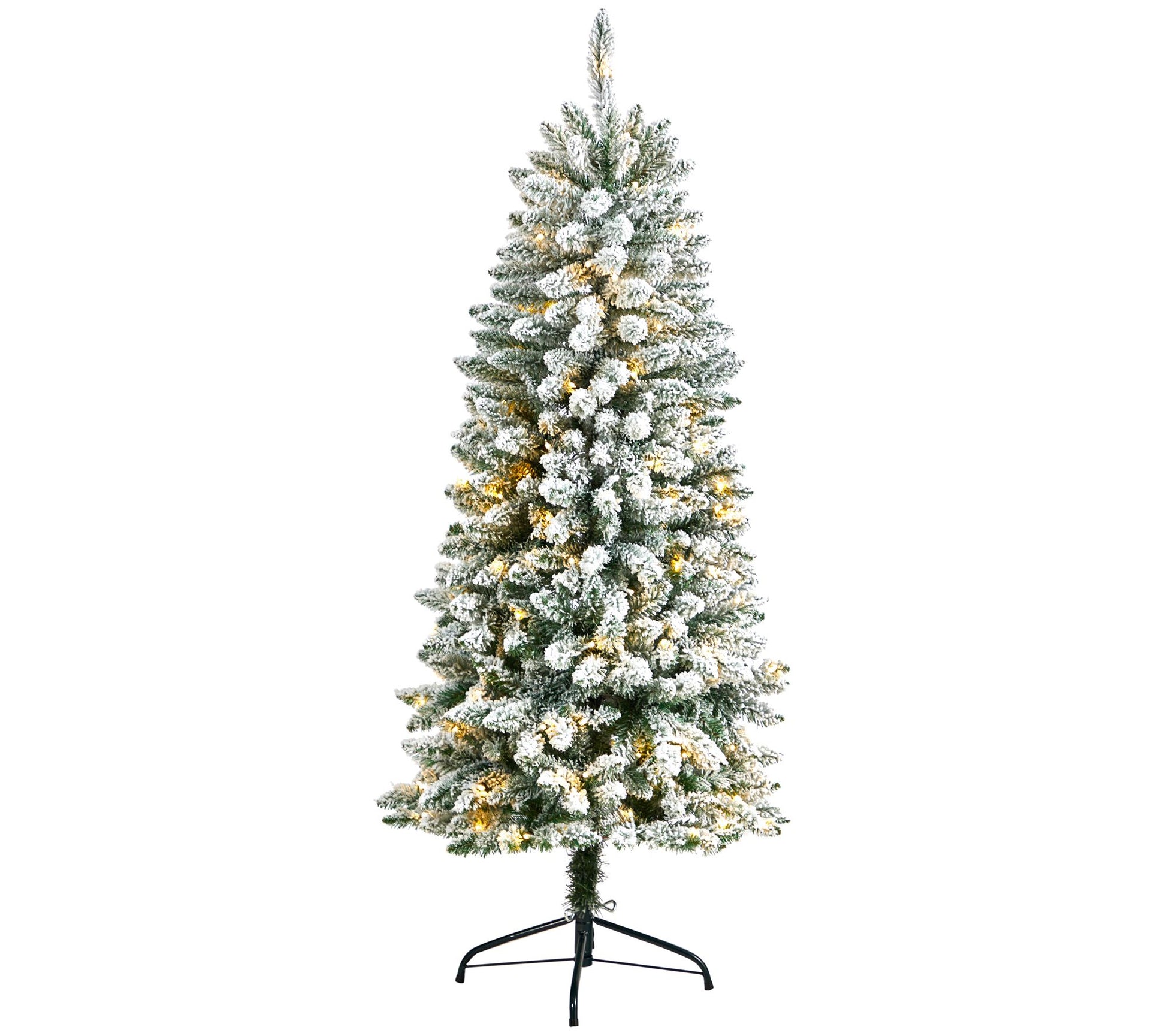 Nearly Natural 5' Slim Flocked Montreal Fir Tre e w/150 Lights