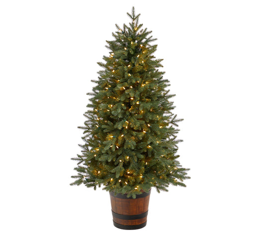 Nearly Natural 5' Pre-Lit Porch Christmas Tree w/200 lights