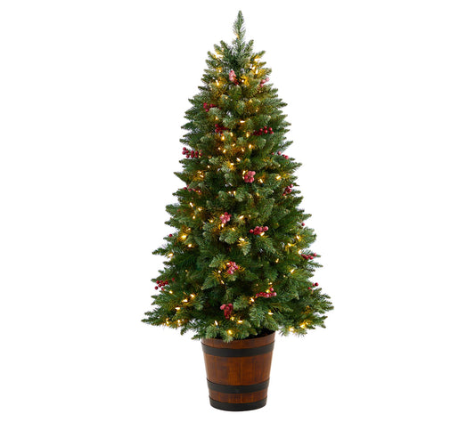 Nearly Natural 5' Frosted Pre-Lit  Porch Tree w/200 LED