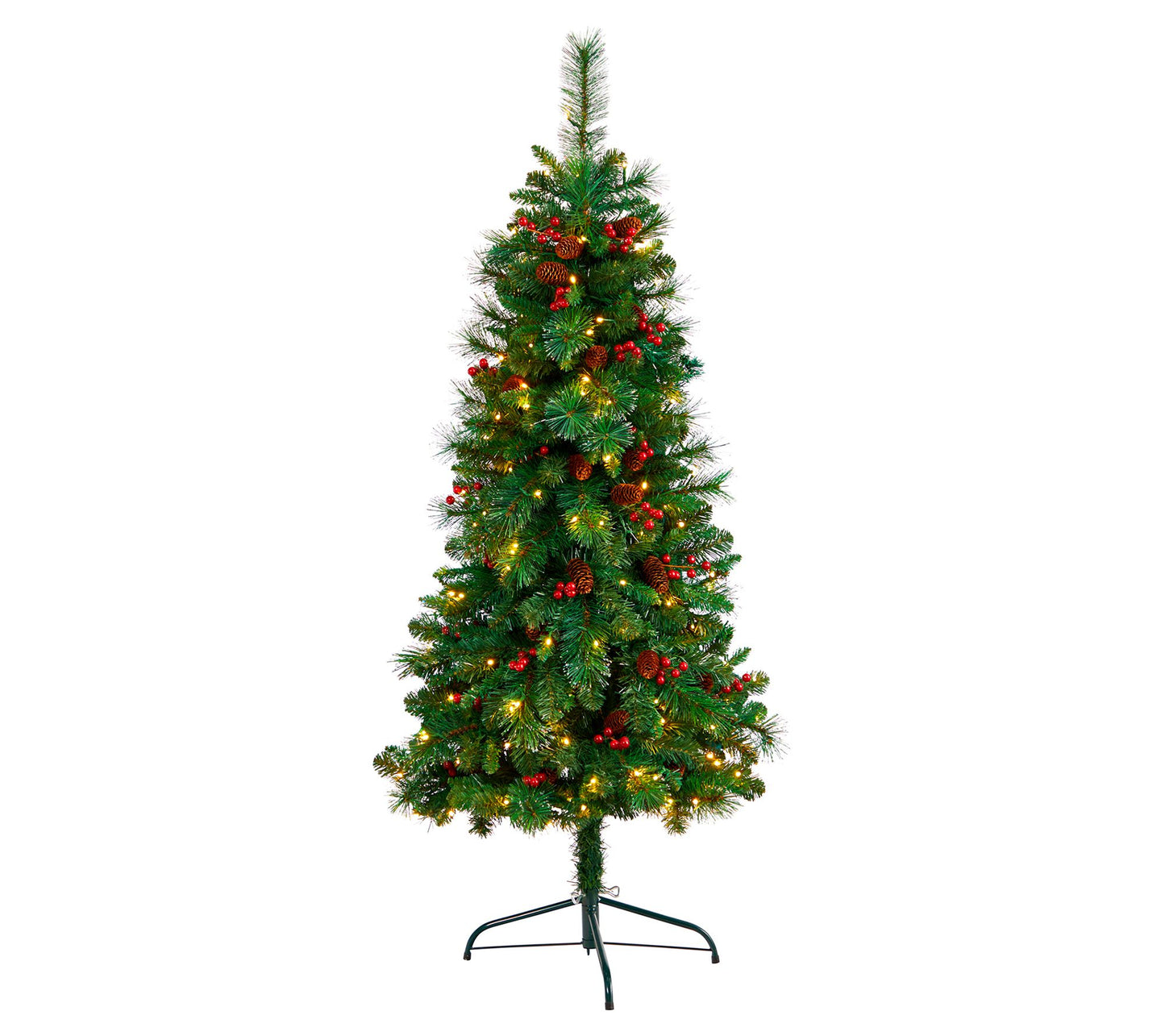 Nearly Natural 5' Flat Back Mountain Pine Tree w/110 Lights
