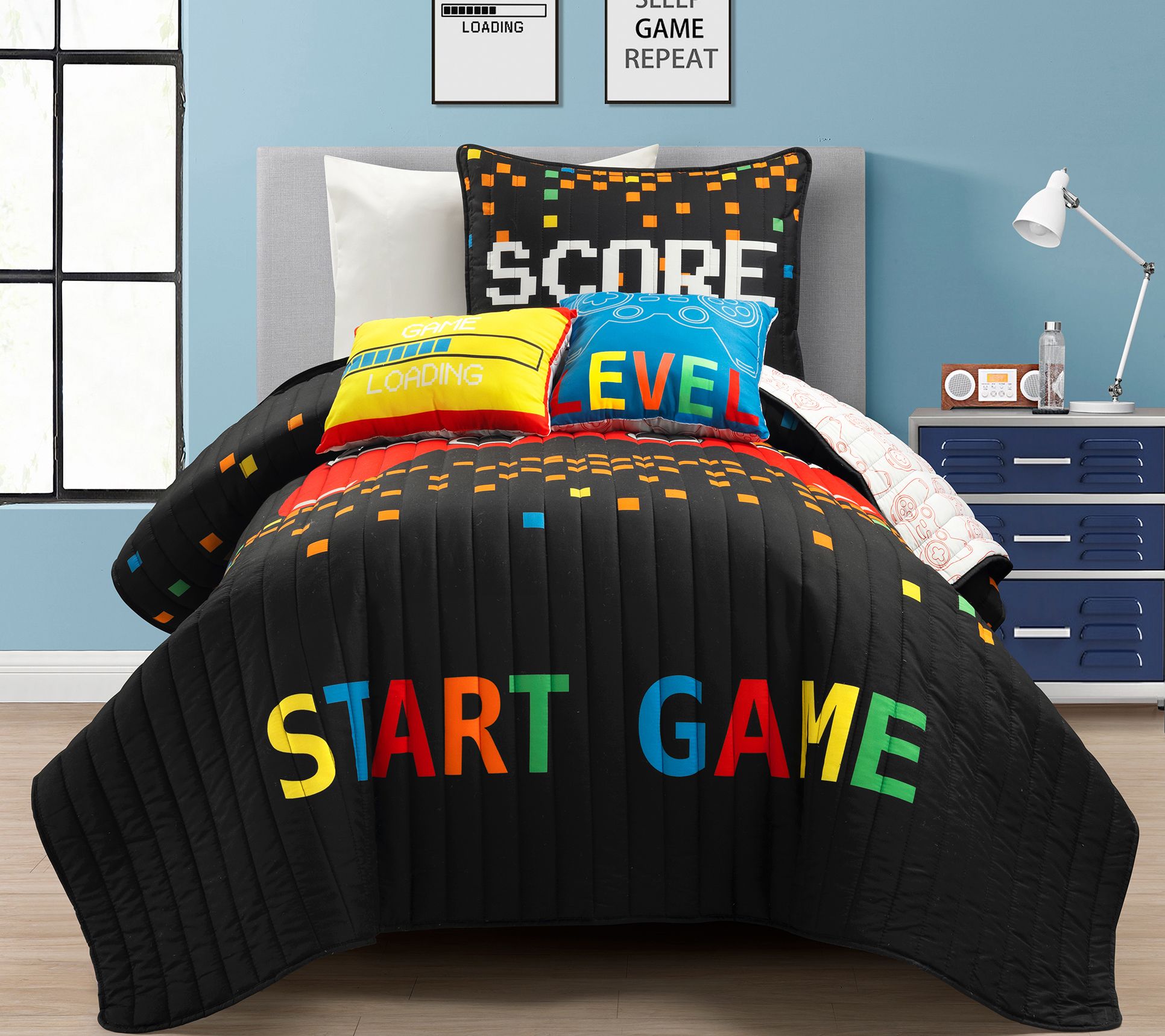 Video Games Oversized Quilt 4-Pc Set Twin by Lush Decor