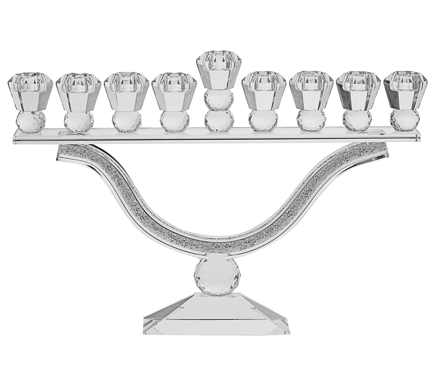 Copa Judaica Crystal Menorah with Silver Crushed Stones