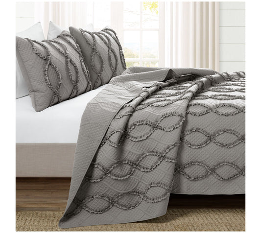 Lush Decor Avon Textured Quilt 3-Piece Set King