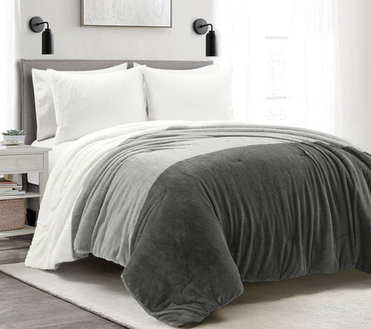 Lush Decor Farmhouse Color Block Ultra Comforter 3Pc King