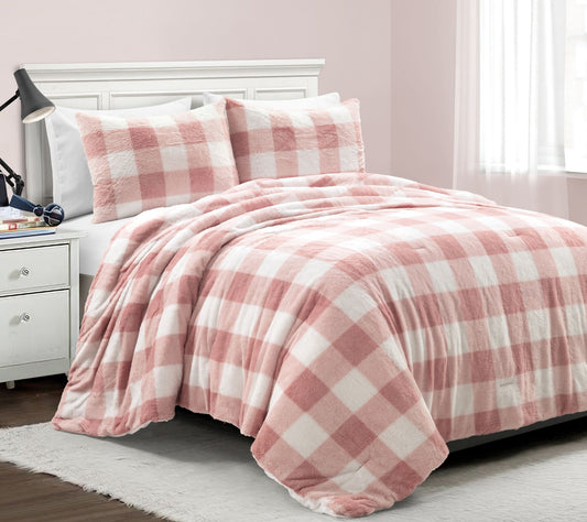 Lush Decor Plaid Ultra Soft Faux Fur Kids BTC C omforter 2Pc T