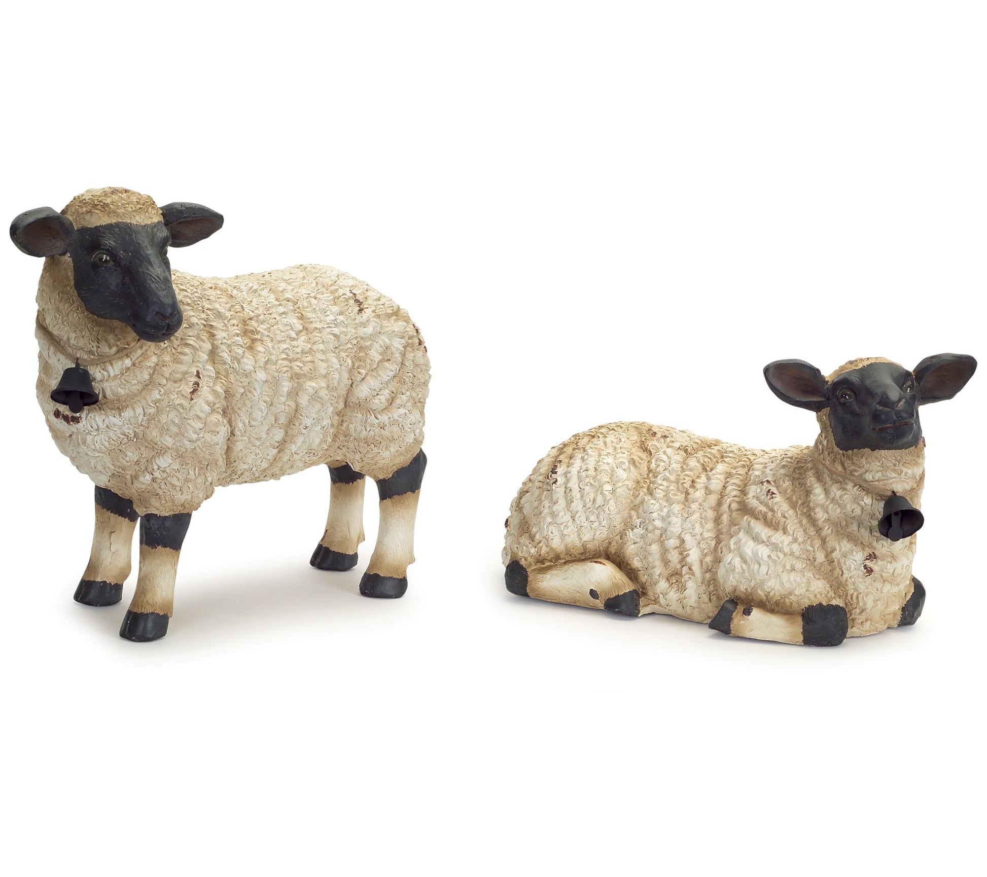 Melrose Tabletop Sheep with Bell Accent - Set of Two