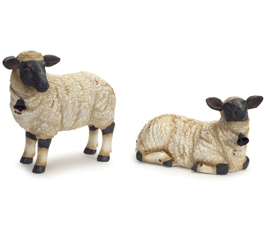 Melrose Tabletop Sheep with Bell Accent - Set of Two