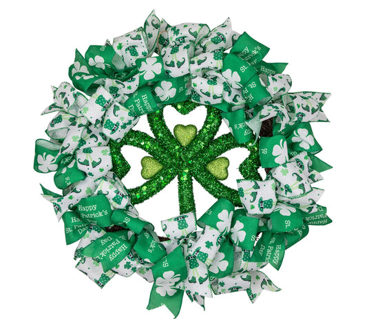 Northlight Shamrocks & Ribbons St. Patrick's Day Wreath 24"