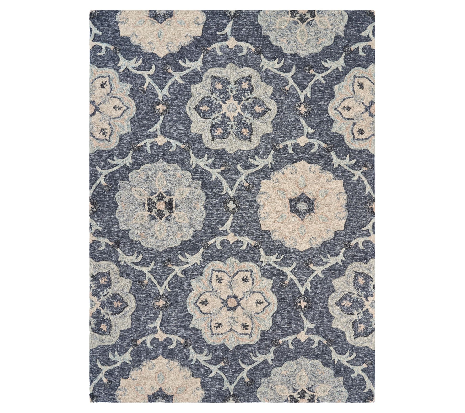 Ox Bay Deep Gray Floral Garden Area Rug, 5' x 7'