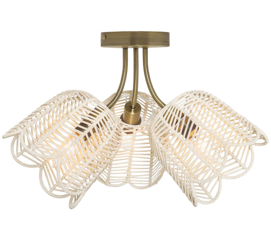 River of Goods 11.5"H Goldtone Metal/Rattan Ceiling Light