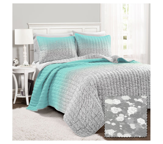 Lush Decor Glitter Ombre Metallic Twin Quilt Set