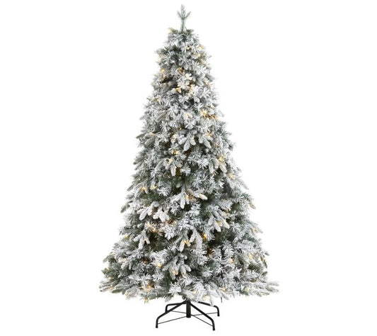 Nearly Natural 5-ft Flocked Lit Christmas Tree