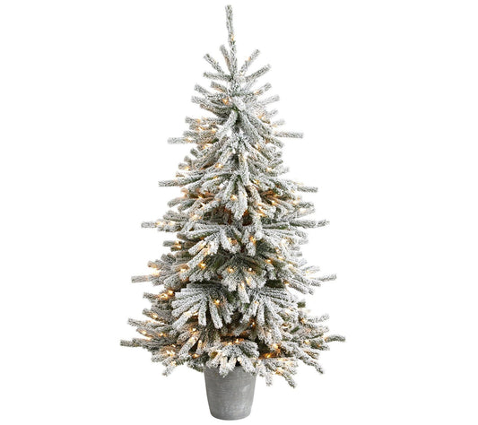 Nearly Natural 6-ft Flocked Long Vermont Pine Christmas Tree