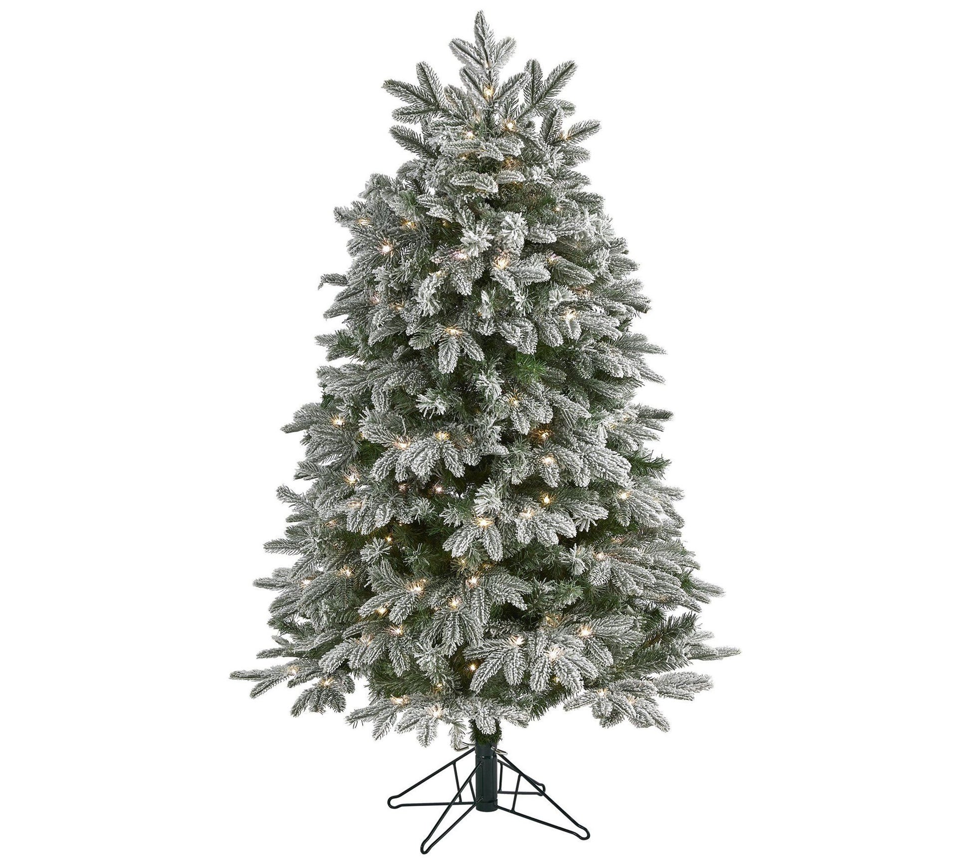 Nearly Natural 7-ft Flocked Co lorado Fir Chri stmas Tree w/LE